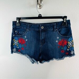 Freestyle Revolution Cut Off Southwest Embroidered‎ Denim Shorts Juniors Size 13